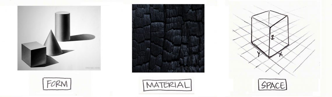Form, material, and three-dimensional space.