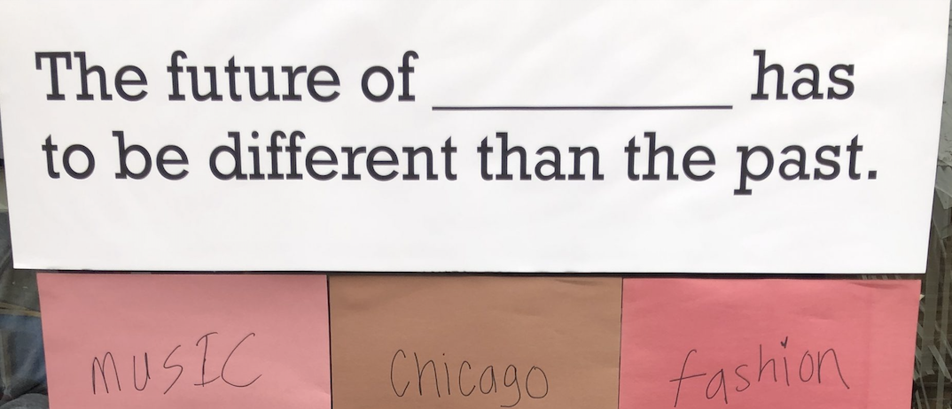 51 Futures Studio: future framing. Community members leave responses to the future-framing statement.