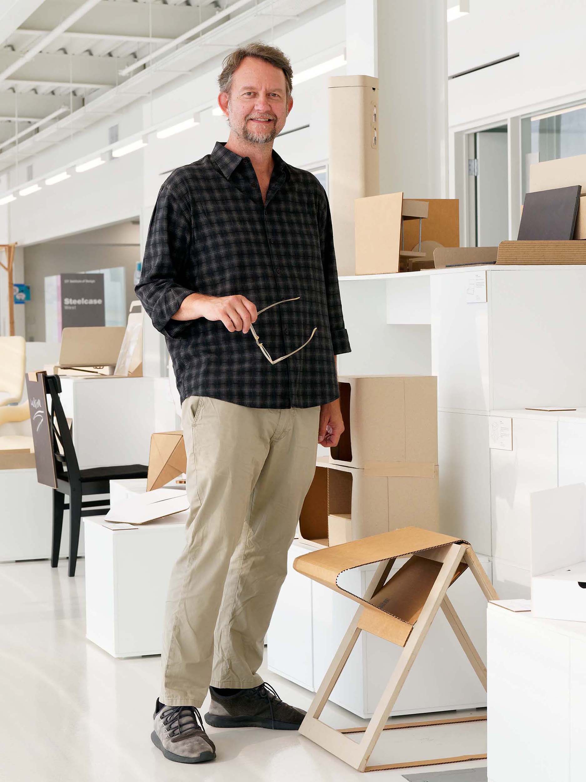 John Payne, stands in ID studio space