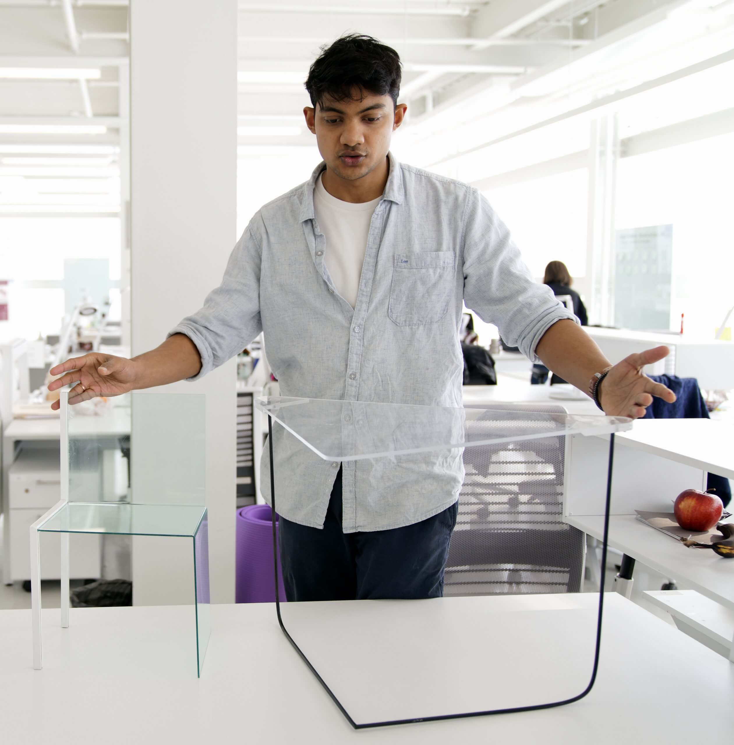 Adi examining objects