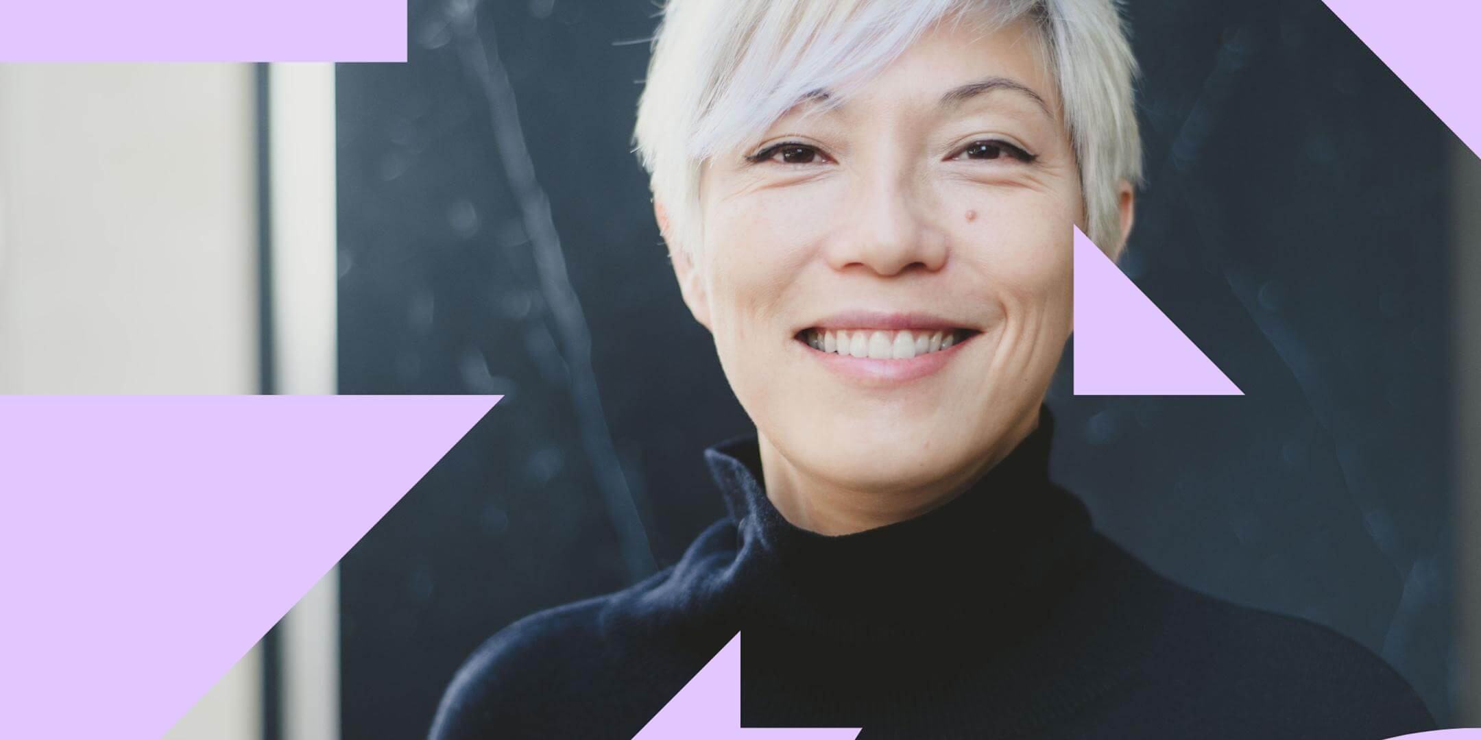Cecilia Tham portrait with modular brand treatment