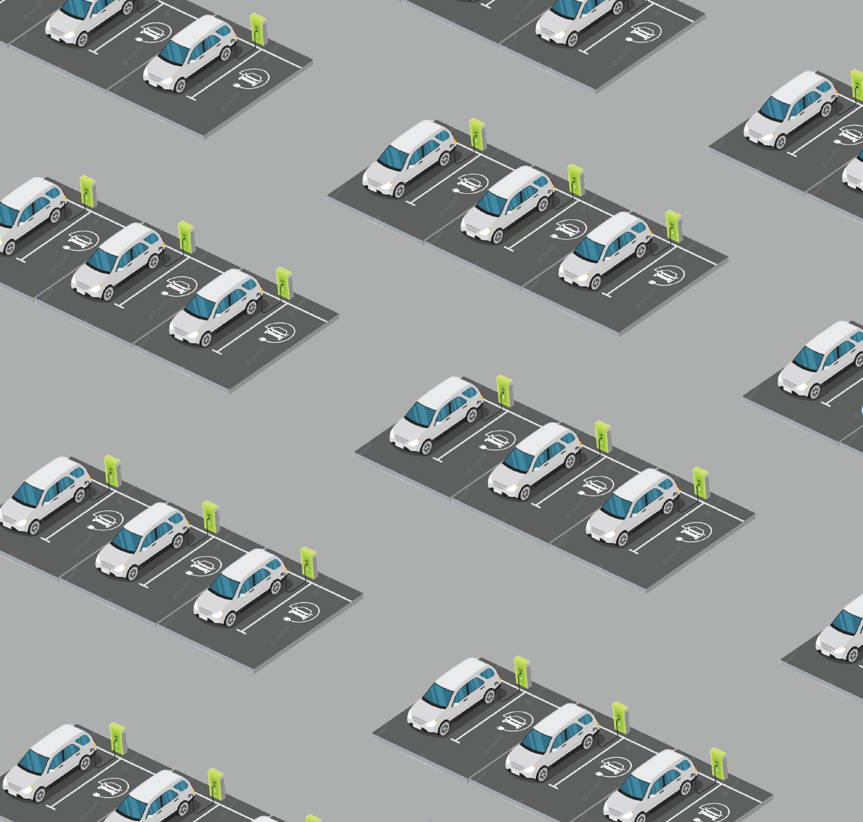 Repeated image of cars charging