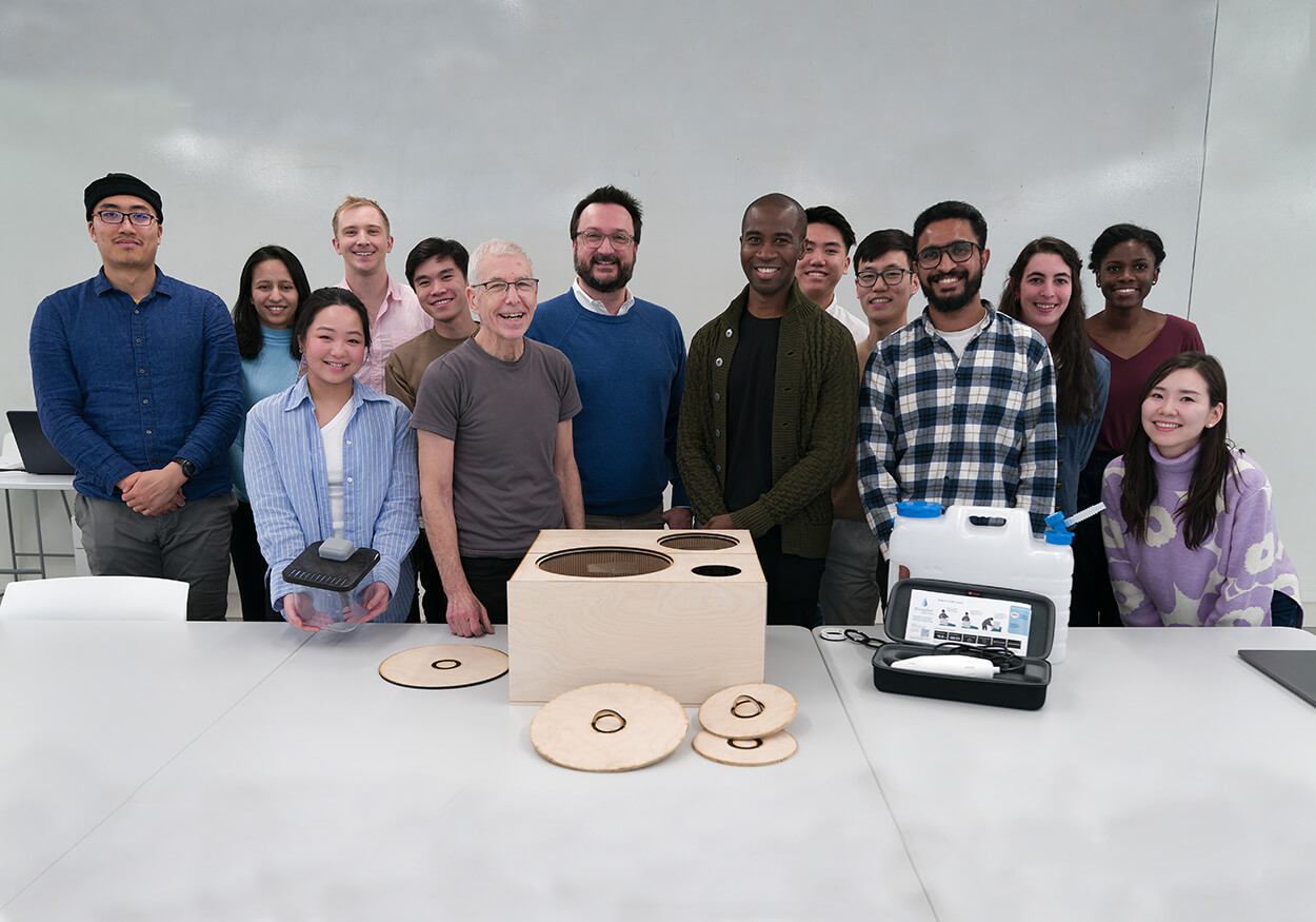 Graduate students on the final day of class with Associate Professor Martin Thaler (front row, second from the left) and client Donato Ceres (second row, fifth from the left.) Photo credit: Dan Chichester.