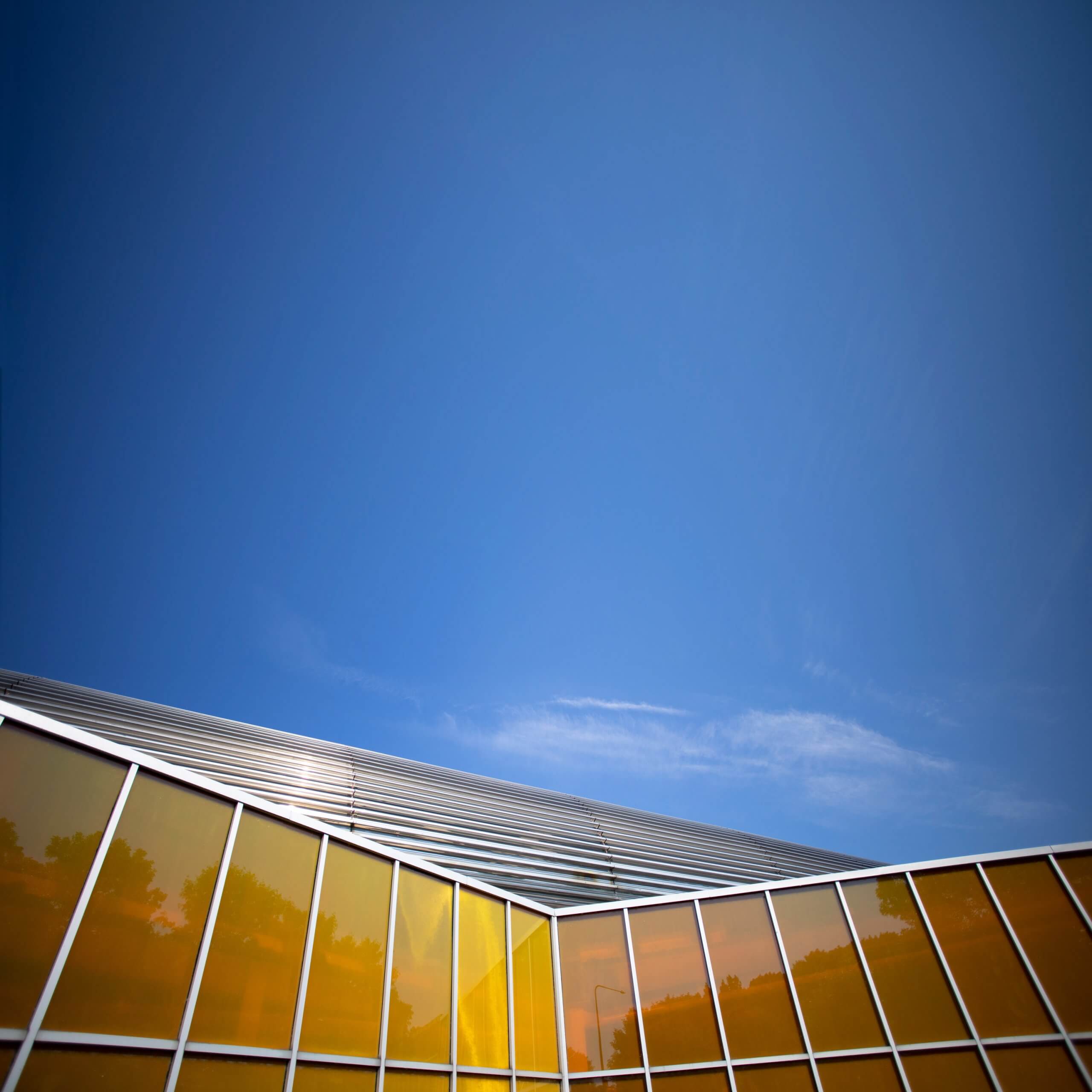 Illinois Tech Mies campus in summer - blue sky and building
